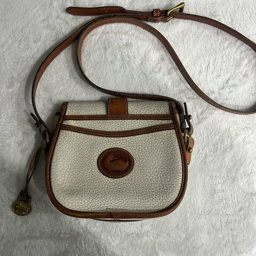 Dooney & Bourke White and Brown Leather Crossbody Bag - Picture 2 of 5